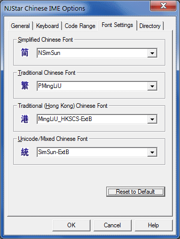Chinese IME Font options