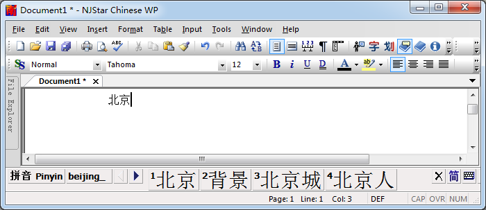 Standard Pinyin Input: type Pinyin "beijing"